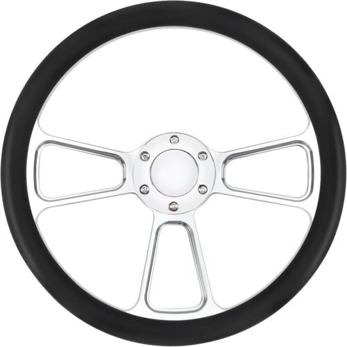Racing Steering Wheel with Leather Grip and Aluminum Spokes