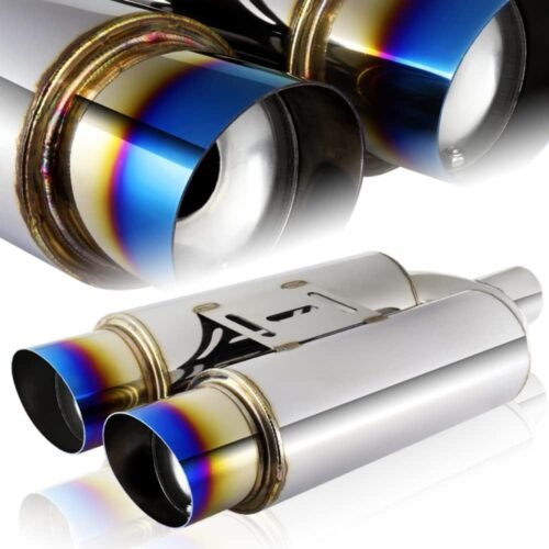 Universal Stainless Steel Exhaust Muffler with Slant Burnt Tip